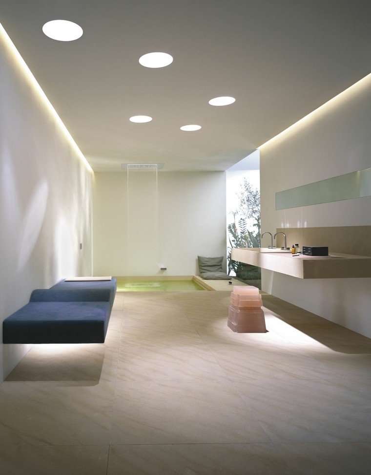 false ceiling bathroom idea lighting design interior contemporary sofa blue