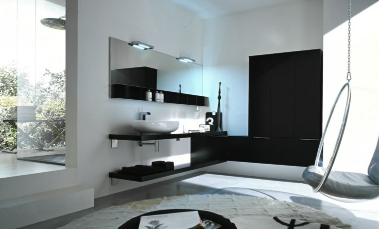 bathroom black white lighting idea floor mat white fixture suspension design