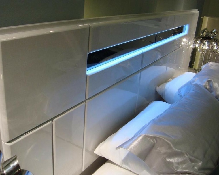 white headboard lighting integrated design idea bedroom