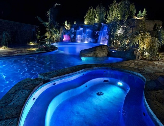 blue pool lighting