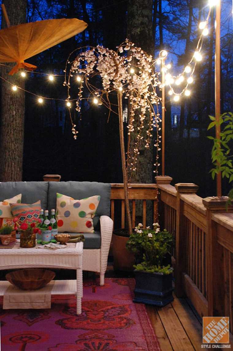 cahaya garland idea balkoni lampu taman sofa ruang tamu damar braided