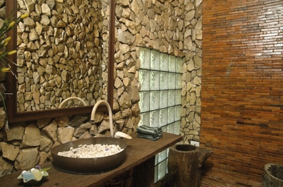 Thai style stone bathroom