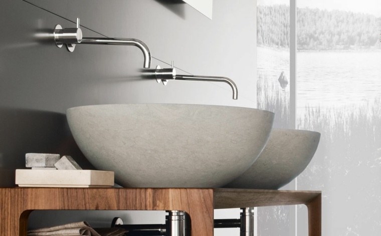 washbasin wood bathroom natural stone washbasin design interior modern