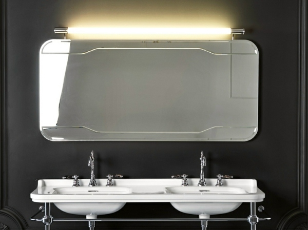 Large mirror bathroom deco fixtures on