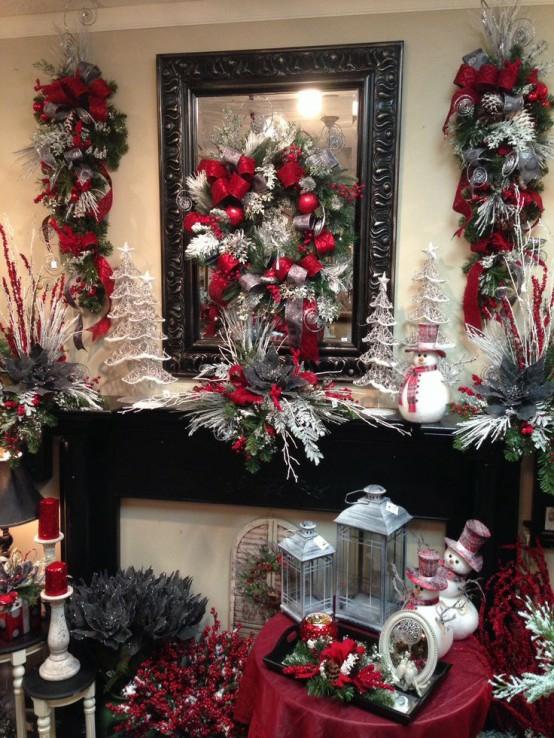 Splendor and luxury in gray and red silver Christmas decor