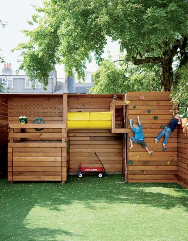 original idea play area playground children garden wood cabin slide
