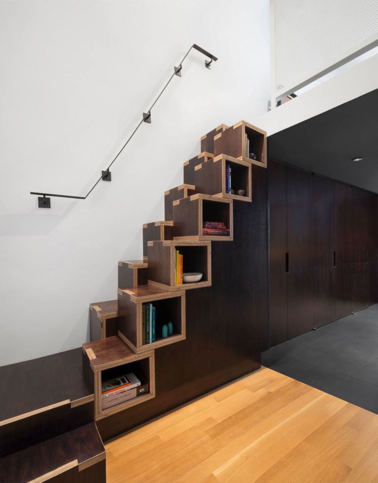 staircase bookcase design model idea storage wall small spaces