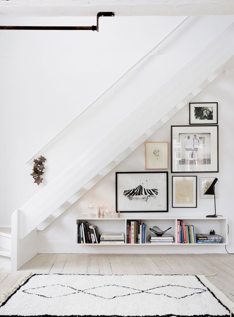 Nordic design staircase stairs white staircase small wall shelf