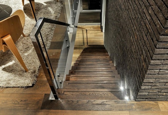 modern deco wood staircase