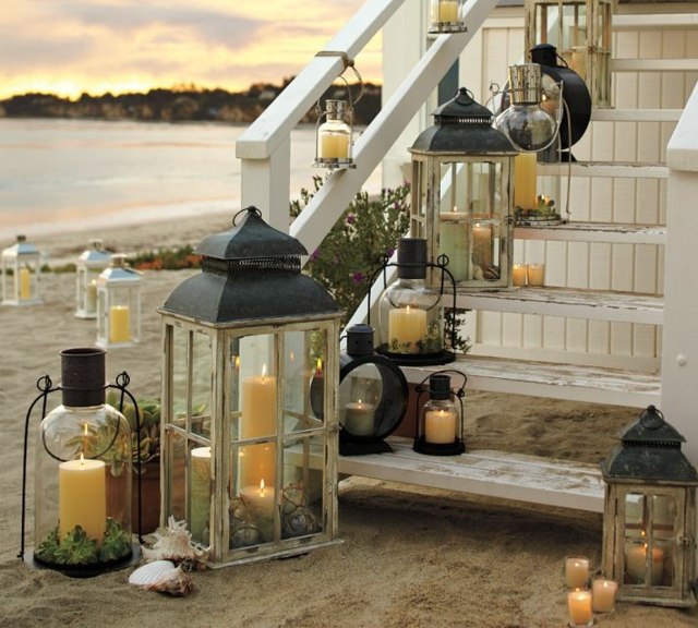 staircase wood lanterns deco