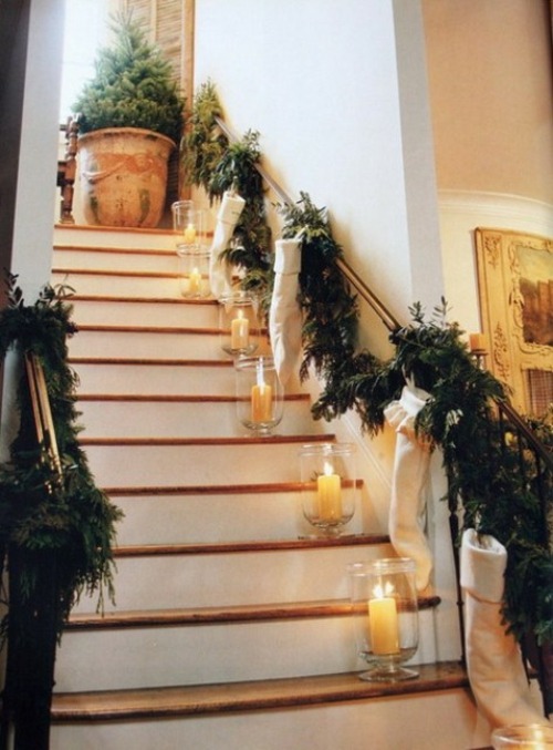 stairs deco candles garland