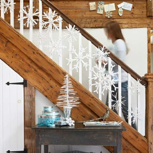 stairs deco snow bottles