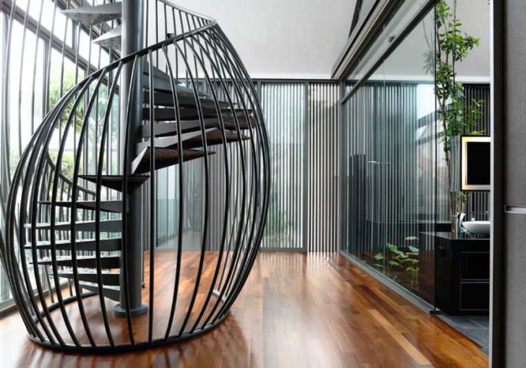 model staircase design metal interior modern style