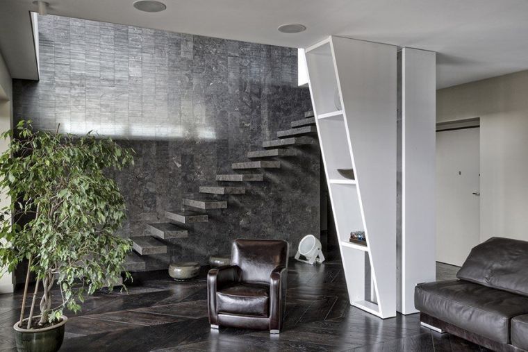 floating stairs steps modern interior stone