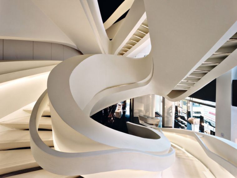 interior staircase modern design white stone