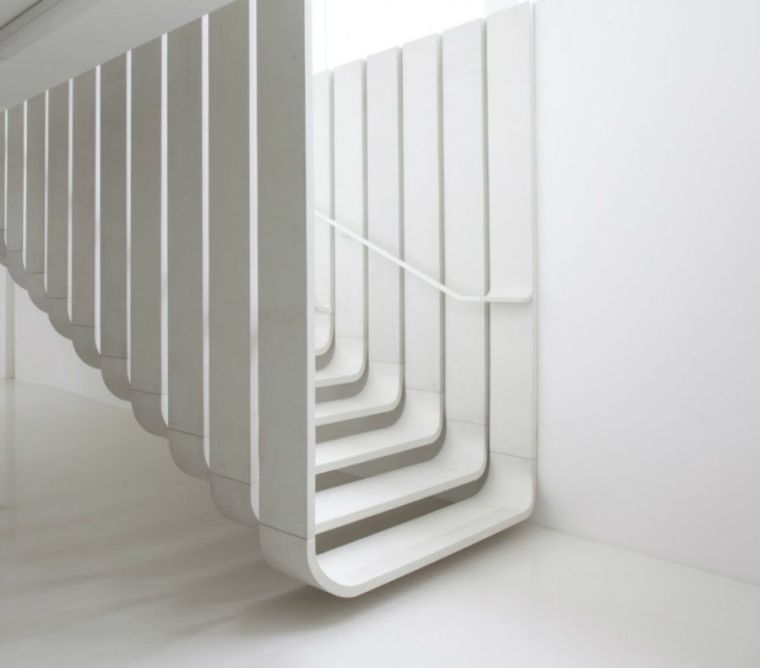 custom white staircase modern interior layout