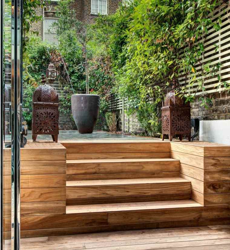 outdoor stairs wood terrace garden