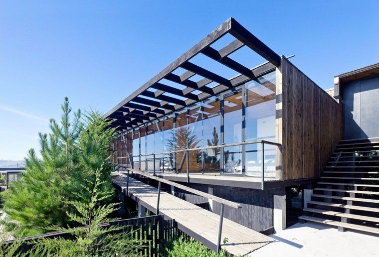 wooden suspended terrace contemporary house architecture