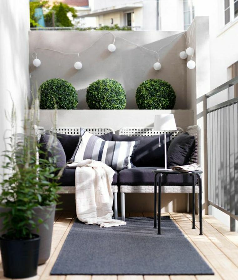 corner relaxation terrace arrange idea garland light sofa