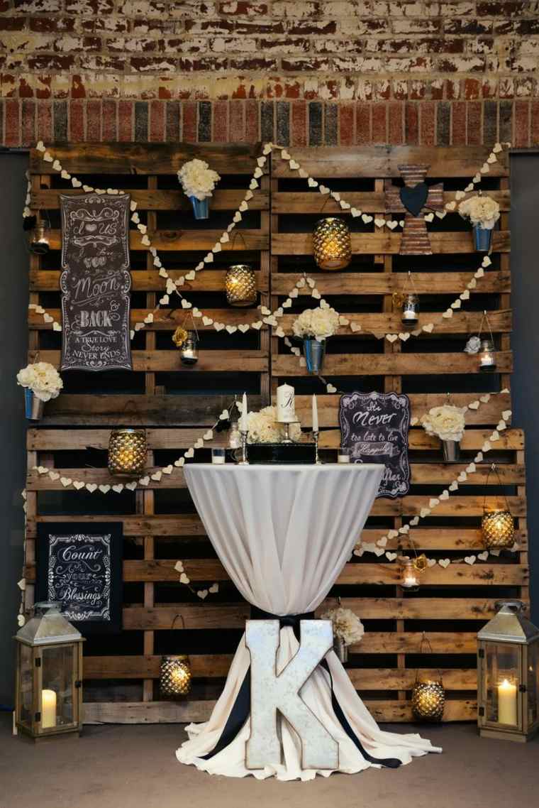 decoration wooden pallets idea deco garland suspension candles