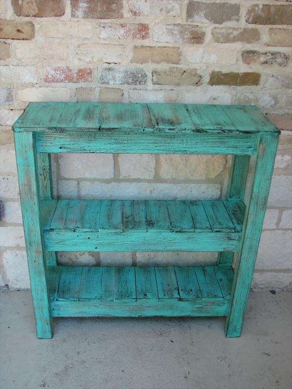 pallet shelf blue idea wood furniture DIY recycling cheap