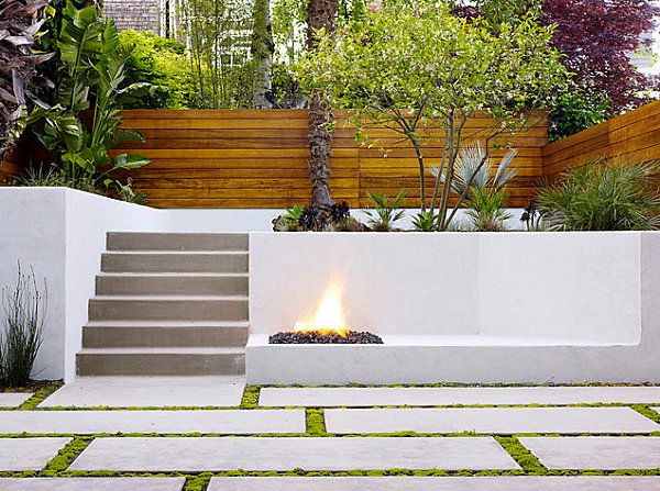 exterior landscaping concrete stairs wood