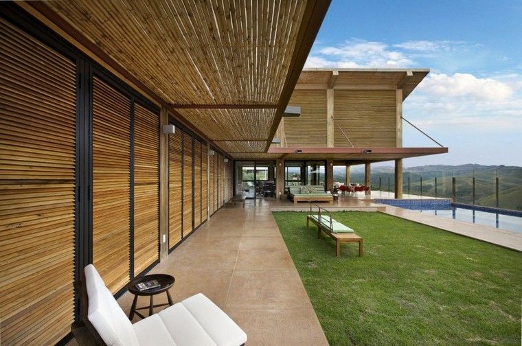 pergola wood idea outdoor terrace arrange space modern house