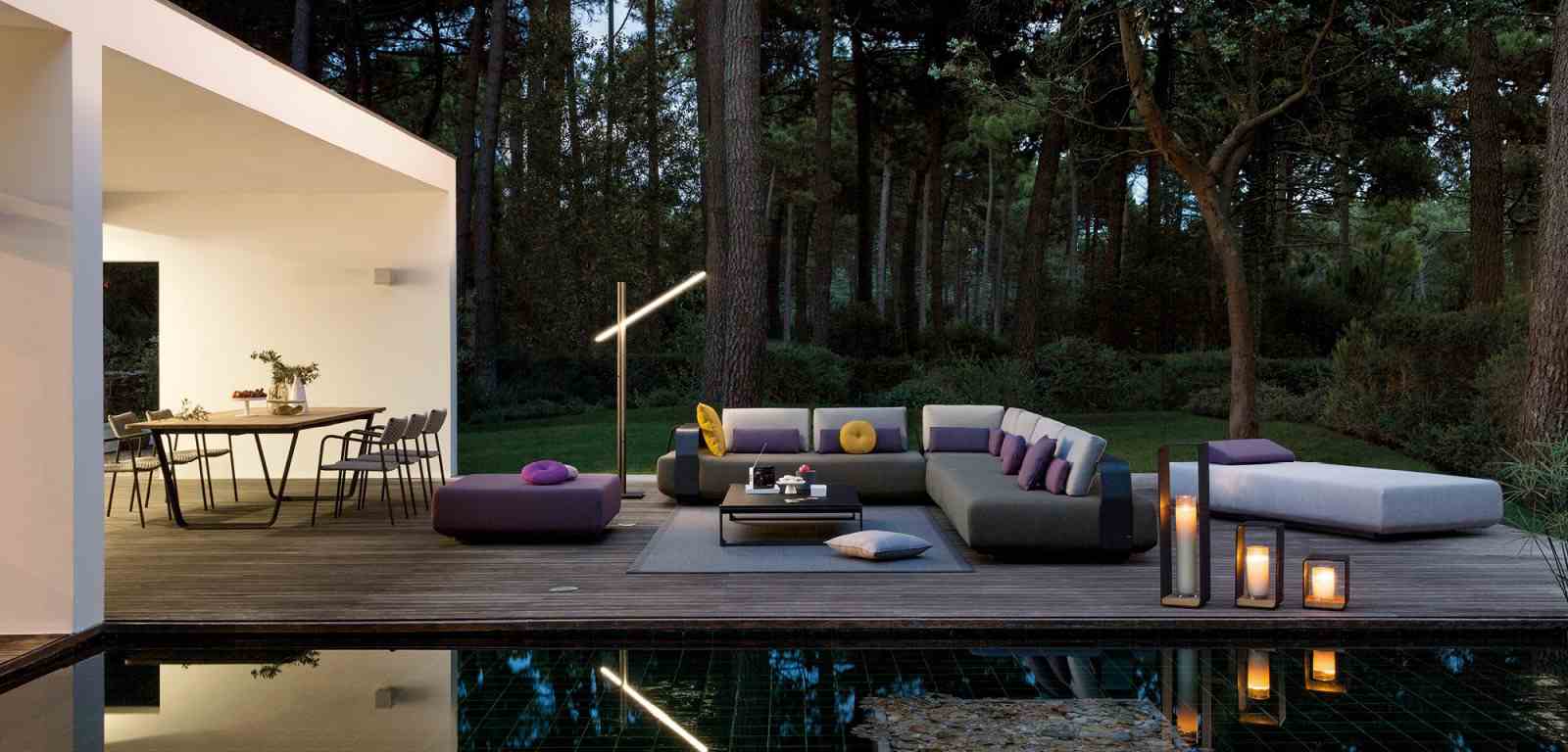 outdoor sofa arrangement idea sofa angle gray cushions