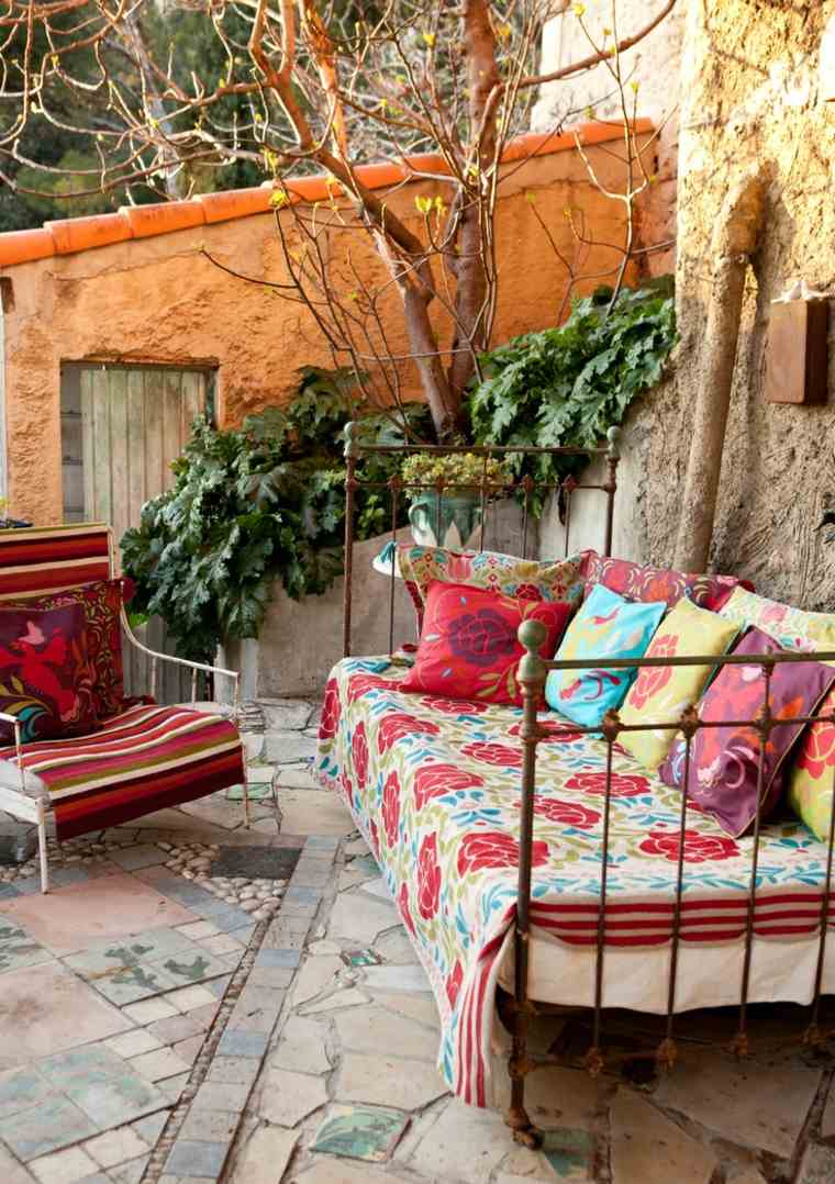 deco bohemian chic outdoor idea armchair cushions