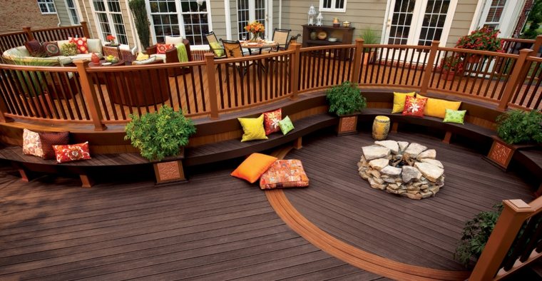 composite wood outdoor terrace idea landscaping cushions trend