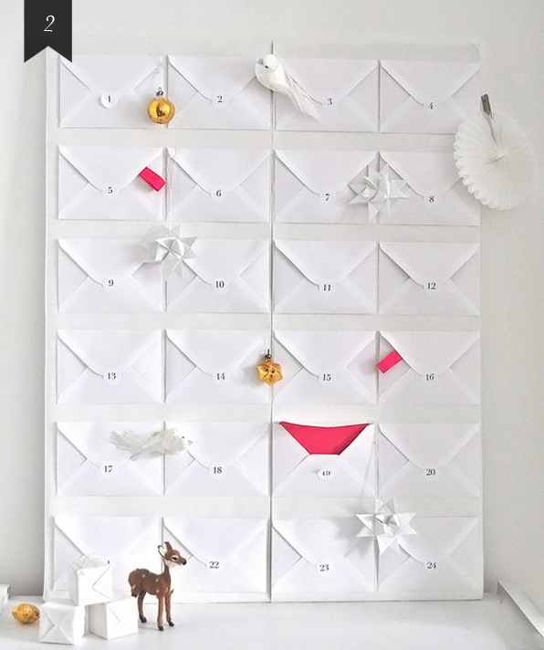 make-kalender-Advent-hvide kuverter lykønskningskort, Deco-papir