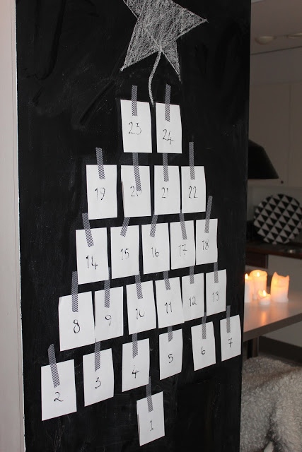 make-calendar-Advent-idea-minimalist-white-sheet-shaped fir-Noel