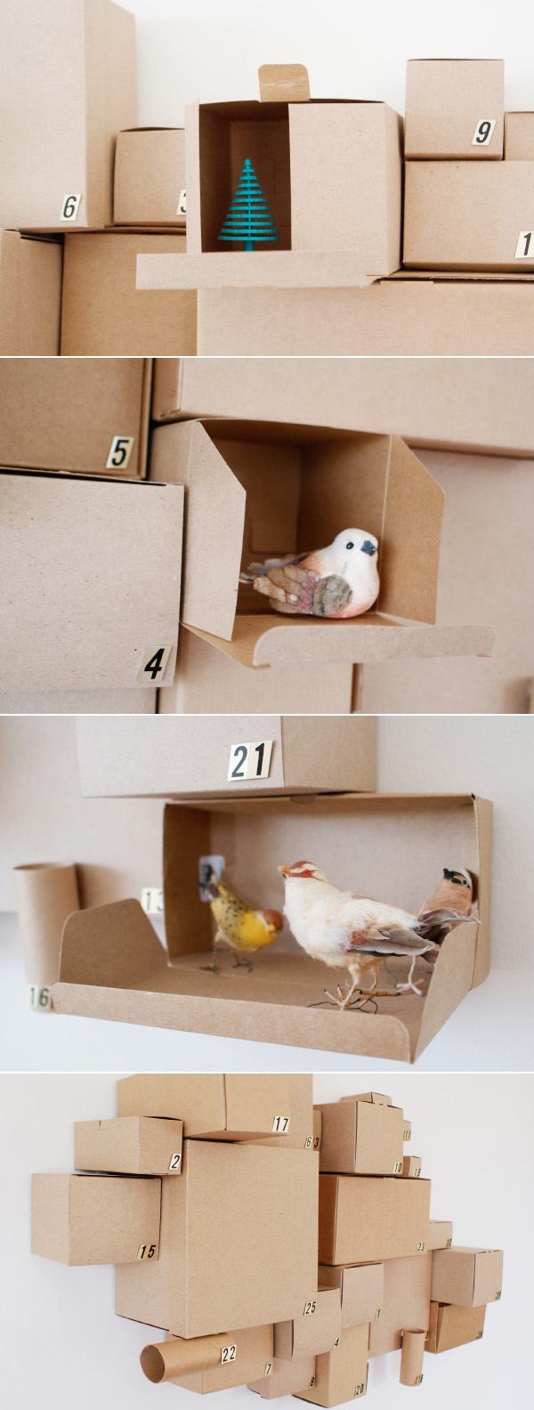 make-calendar-Advent-small-box-cardboard Ornamental birds