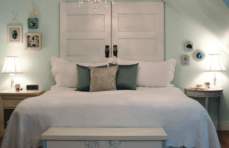 diy wood head white bed