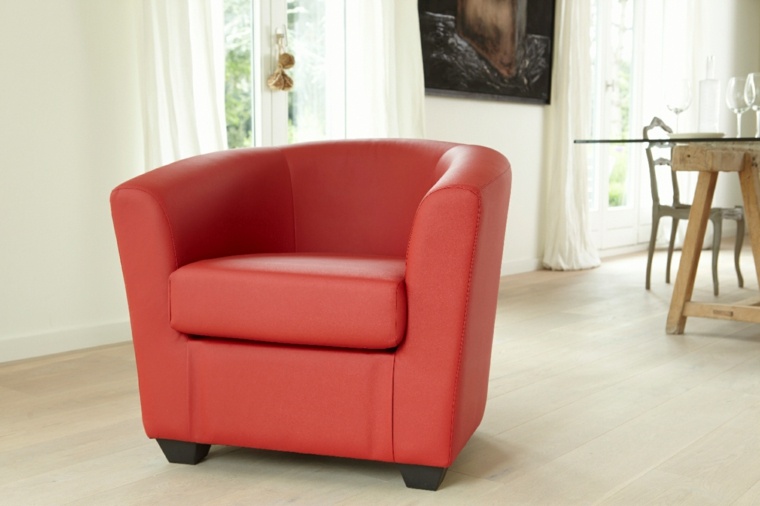 living room idea furniture design armchair cabriolet red leather