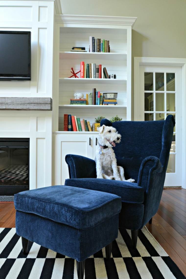 blue design living room armchair