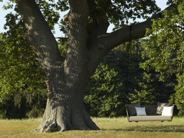 garden armchair suspended in weather resistant polyester