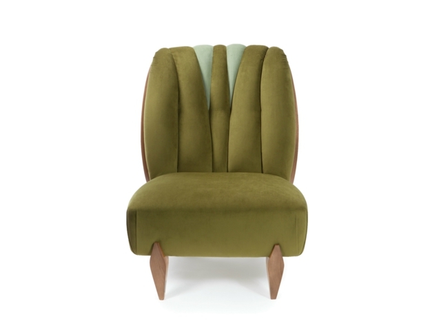 Different design proposed by INSIDHERLAND soft armchair olive green