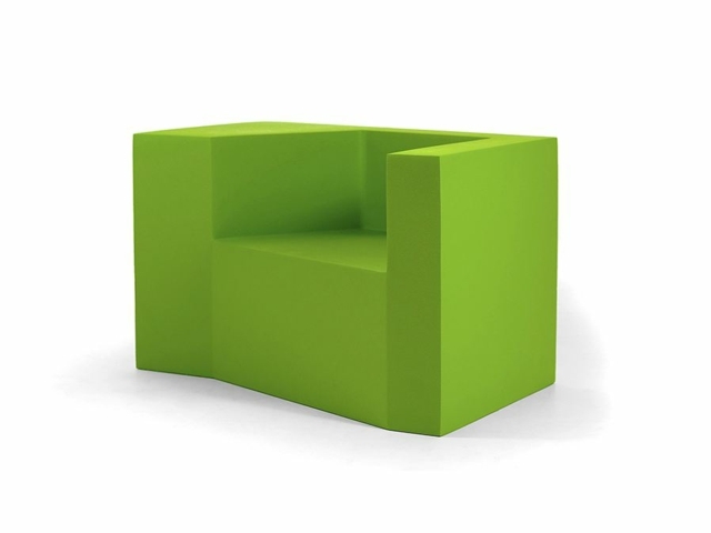 Armchair with right angles by Fifteen and Milan bright green