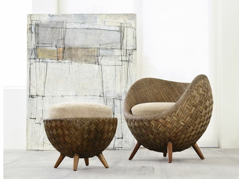 modern rattan armchairs living room design