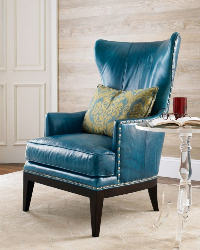 modern armchair blue leather idea