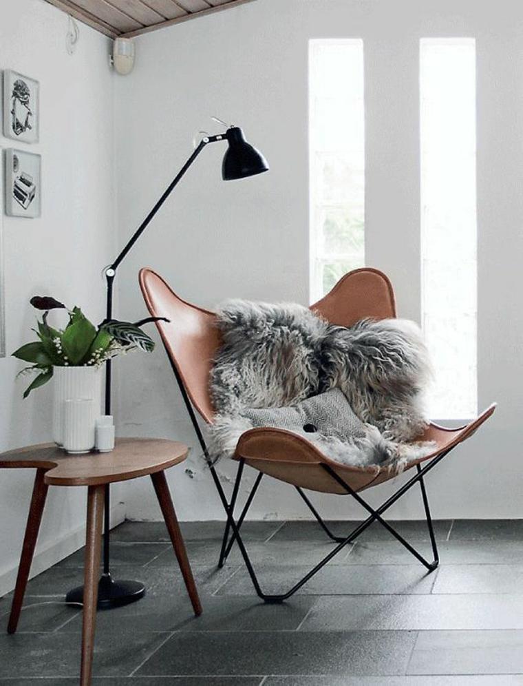 leather armchair amenagement scandinavian style reading corner