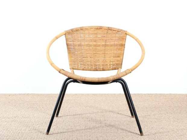 Scandinavian rattan armchair simple design