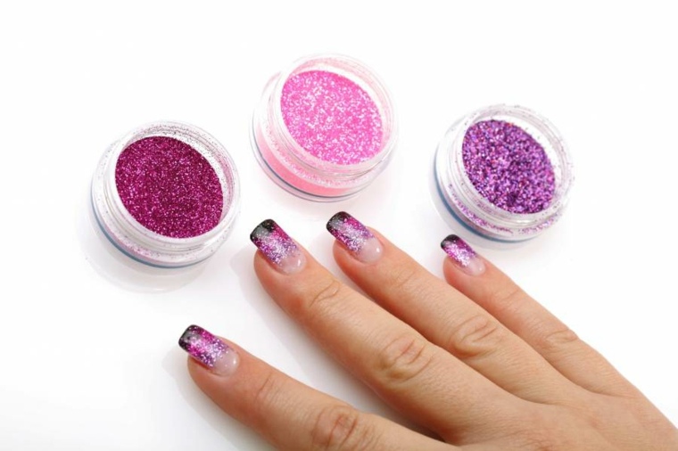 shine nail polish idea pink purple