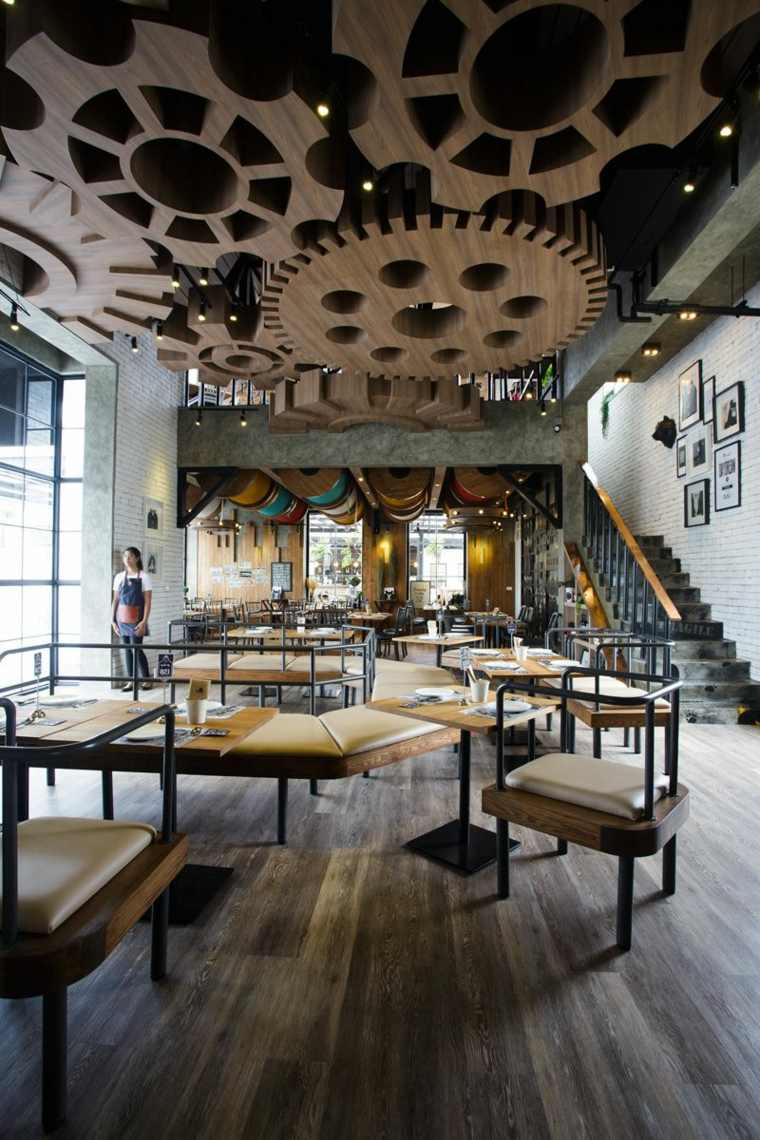 fake ceiling design wood idea restaurant modern interior villa of bear restaurant bangkok
