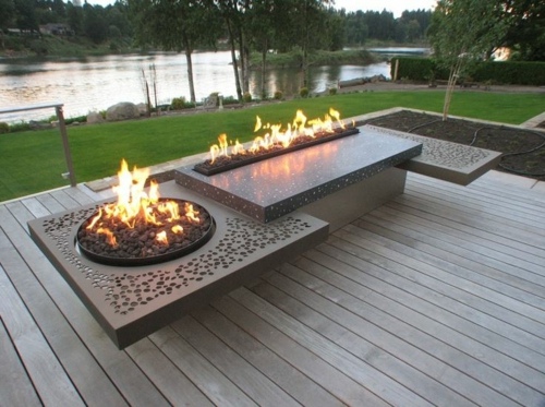 fire basin table seat rectangle plans river water sheet steel metal perforated