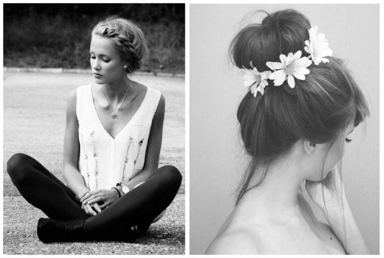 woman hairstyle elegant spring summer flowers