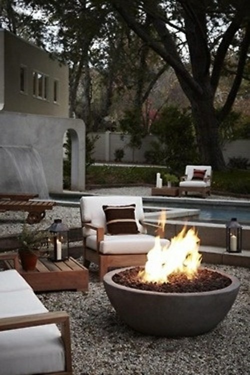 fire bowl bowl bowl canapes lounge chairs pool