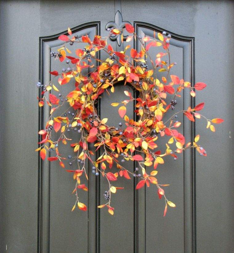 leaves autumn deco door entry house