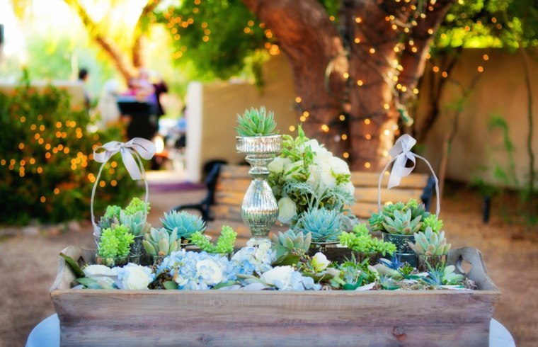 flower deco wedding idea succulent plant